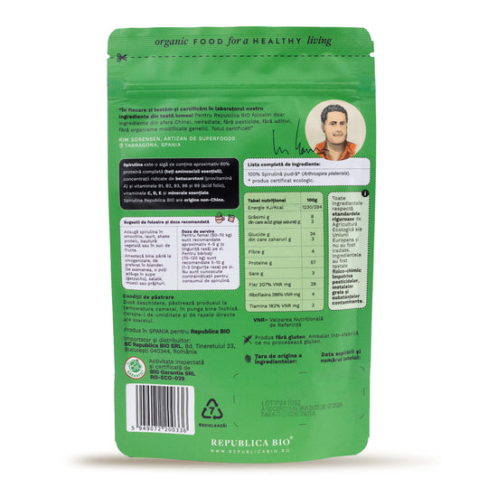 Spirulina, pulbere ecologica pura Republica BIO, 125 g